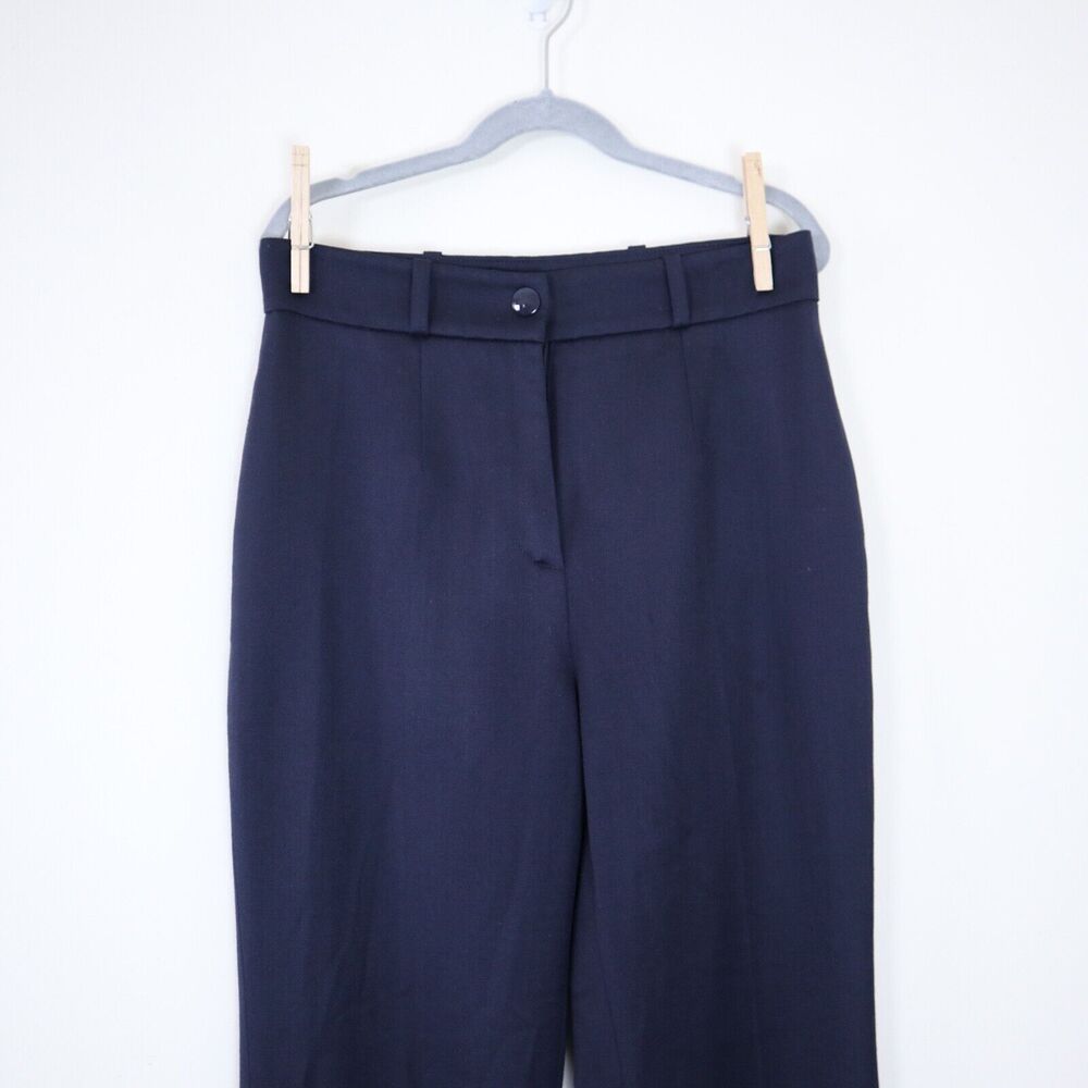 Emilio Pucci US 6 Wool Blend High Rise Wide Leg Trouser Pants Navy Blue - Picture 2 of 10